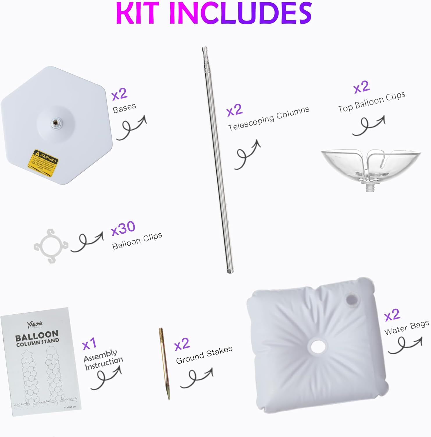 YALLOVE Balloon Column Stand Kit(Balloons Not Included)