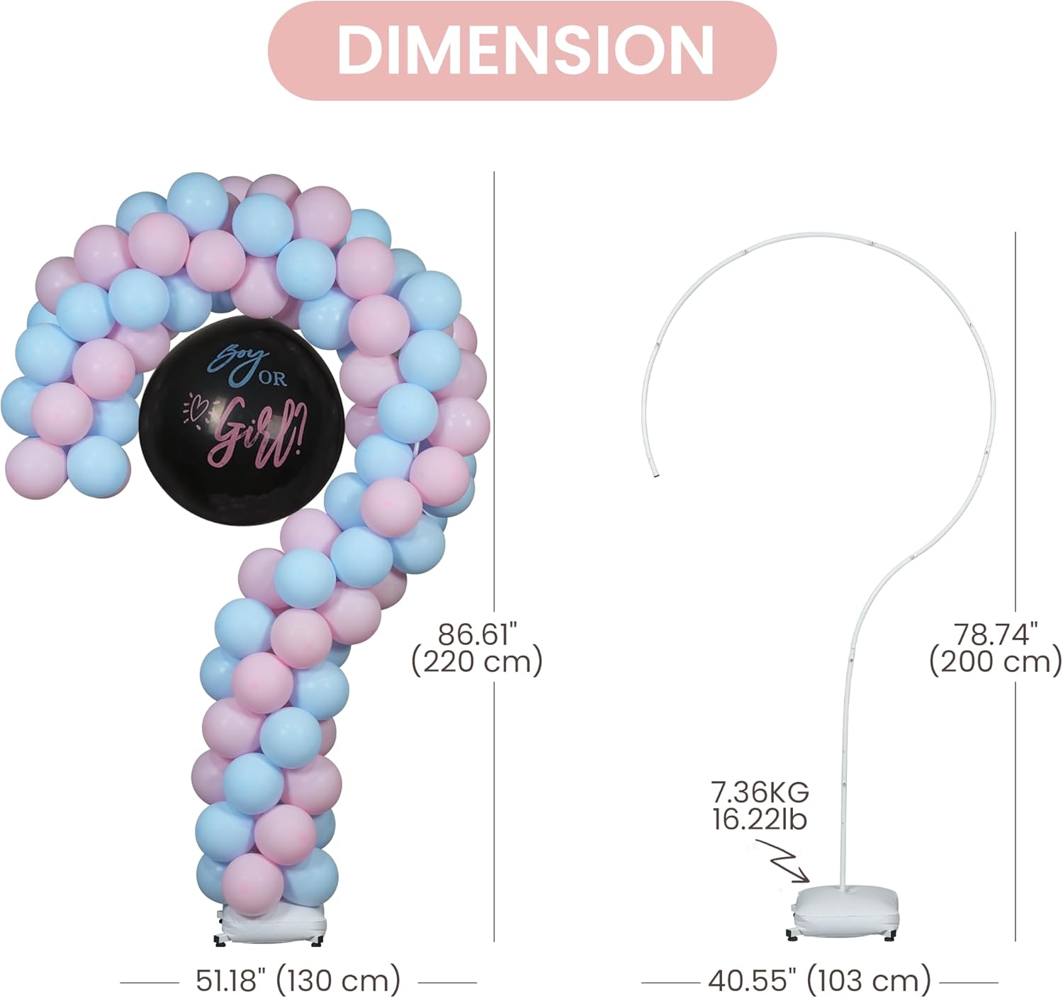 YALLOVE Metal Question Mark Balloon Stand for Baby Gender Reveal
