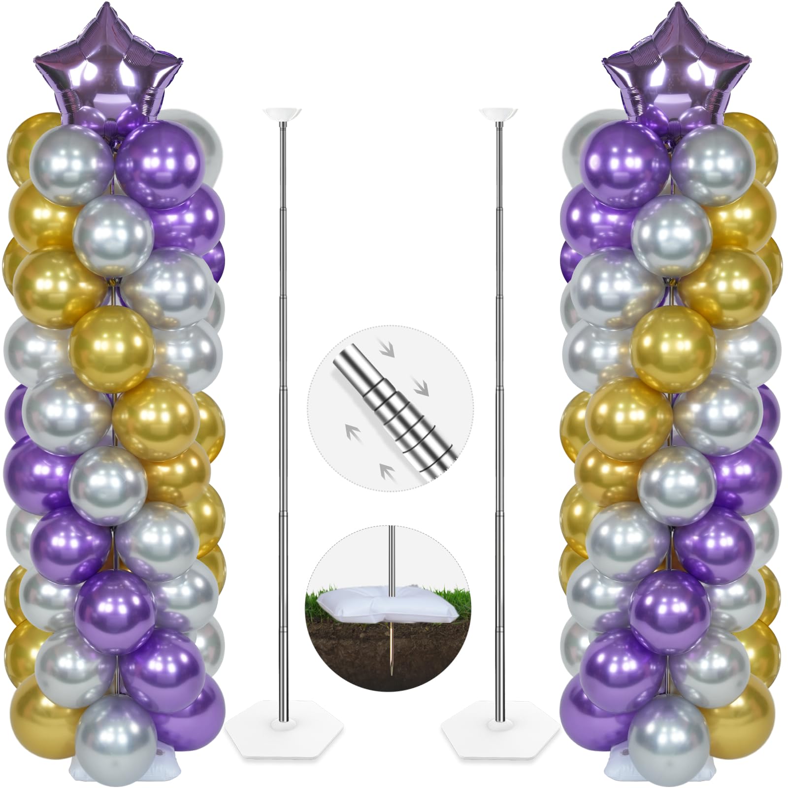 YALLOVE Balloon Column Stand Kit(Balloons Not Included)