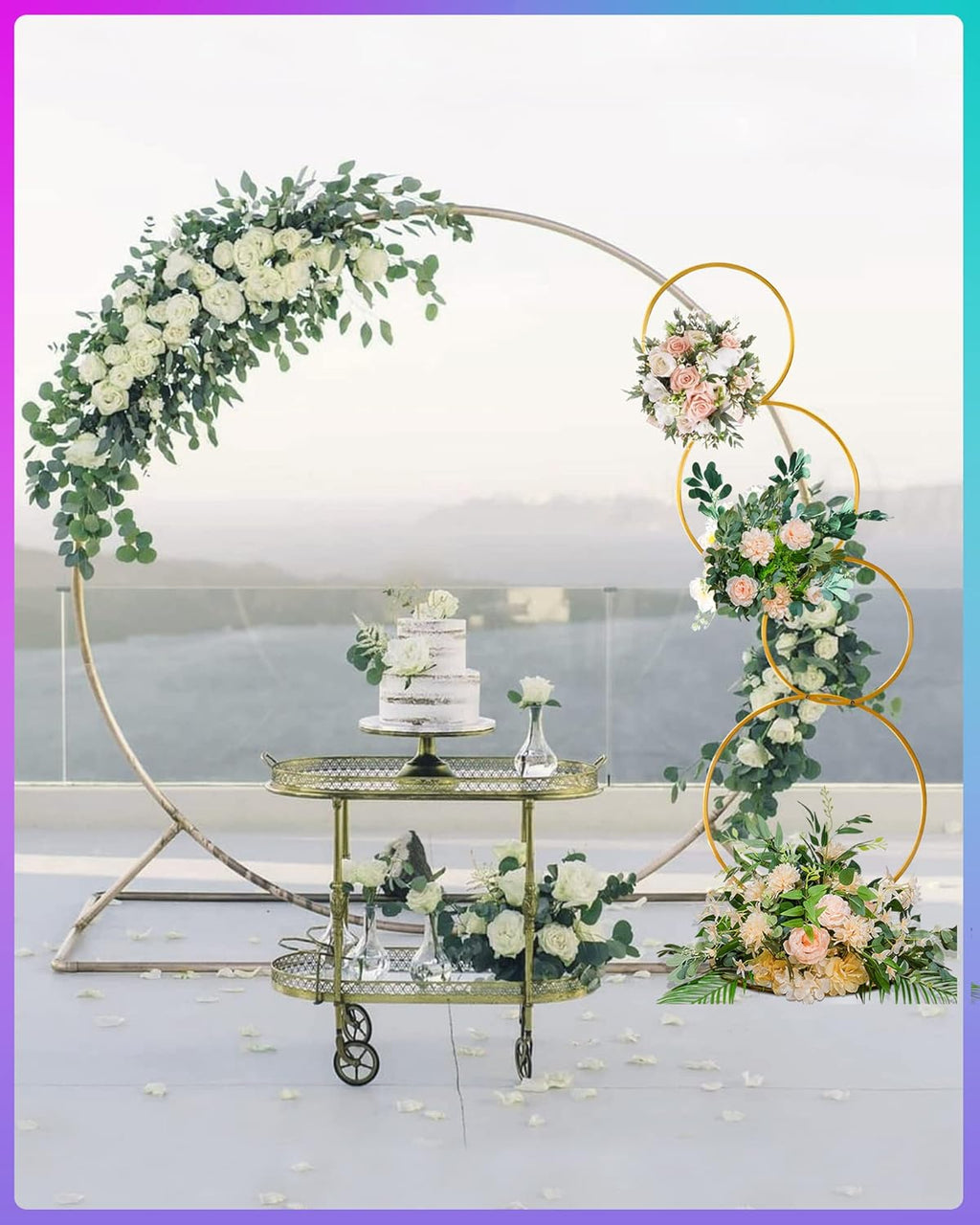YALLOVE Detachable 4 Tier Wedding Round Hoop Backdrop Stand