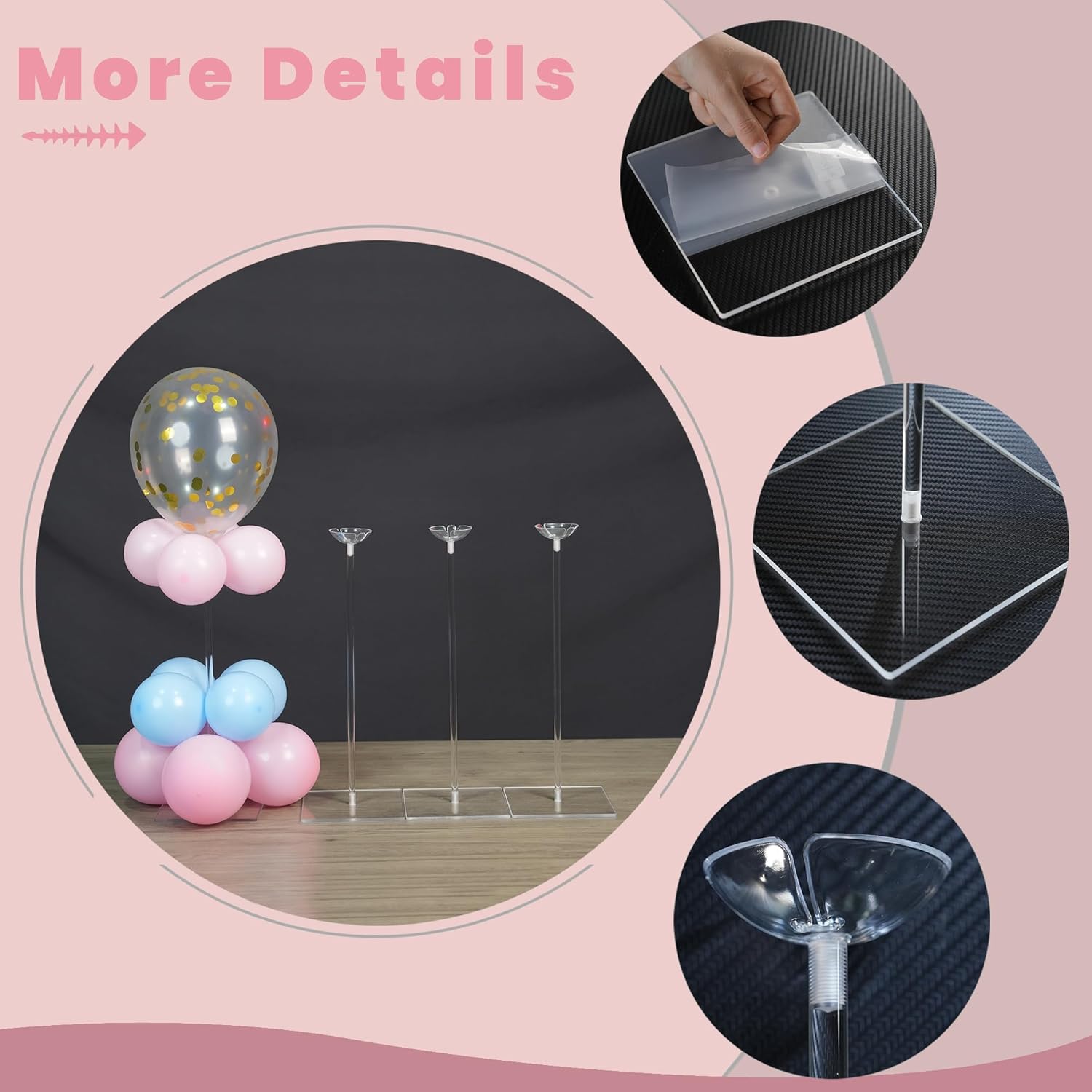 YALLOVE Clear Acrylic Tabletop Balloon Stand Kit(Balloons Not Included)