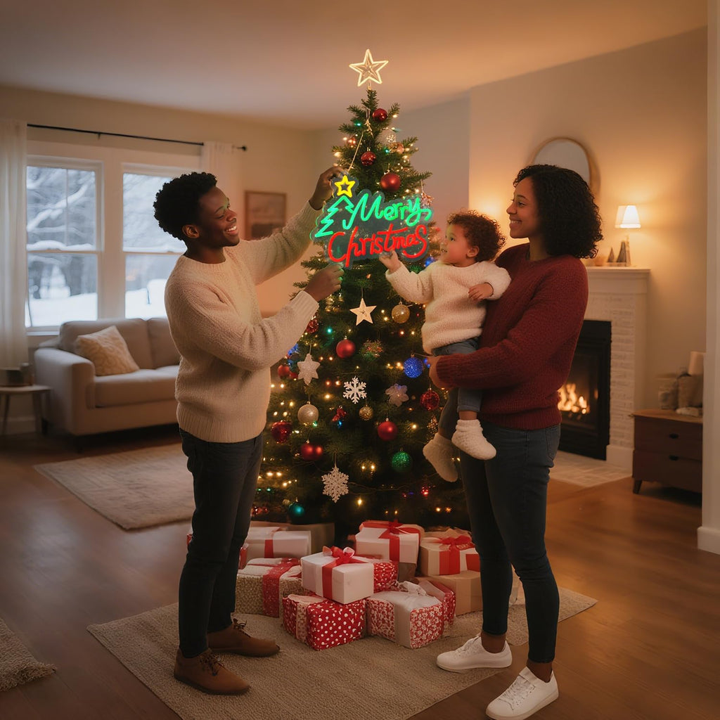 YALLOVE Merry Christmas Neon Sign