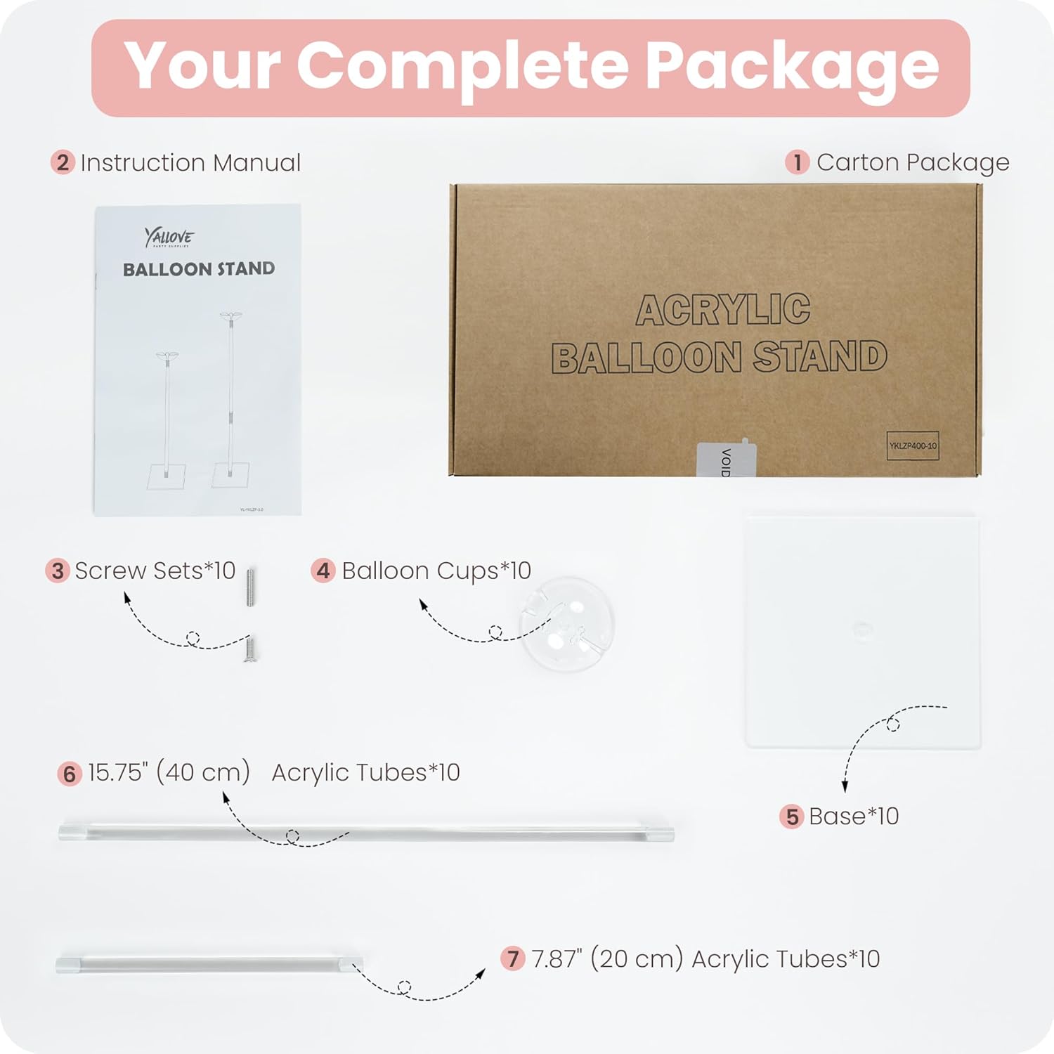 YALLOVE Adjustable Balloon Stands for Table Set of 4/10(Balloons Not Included)