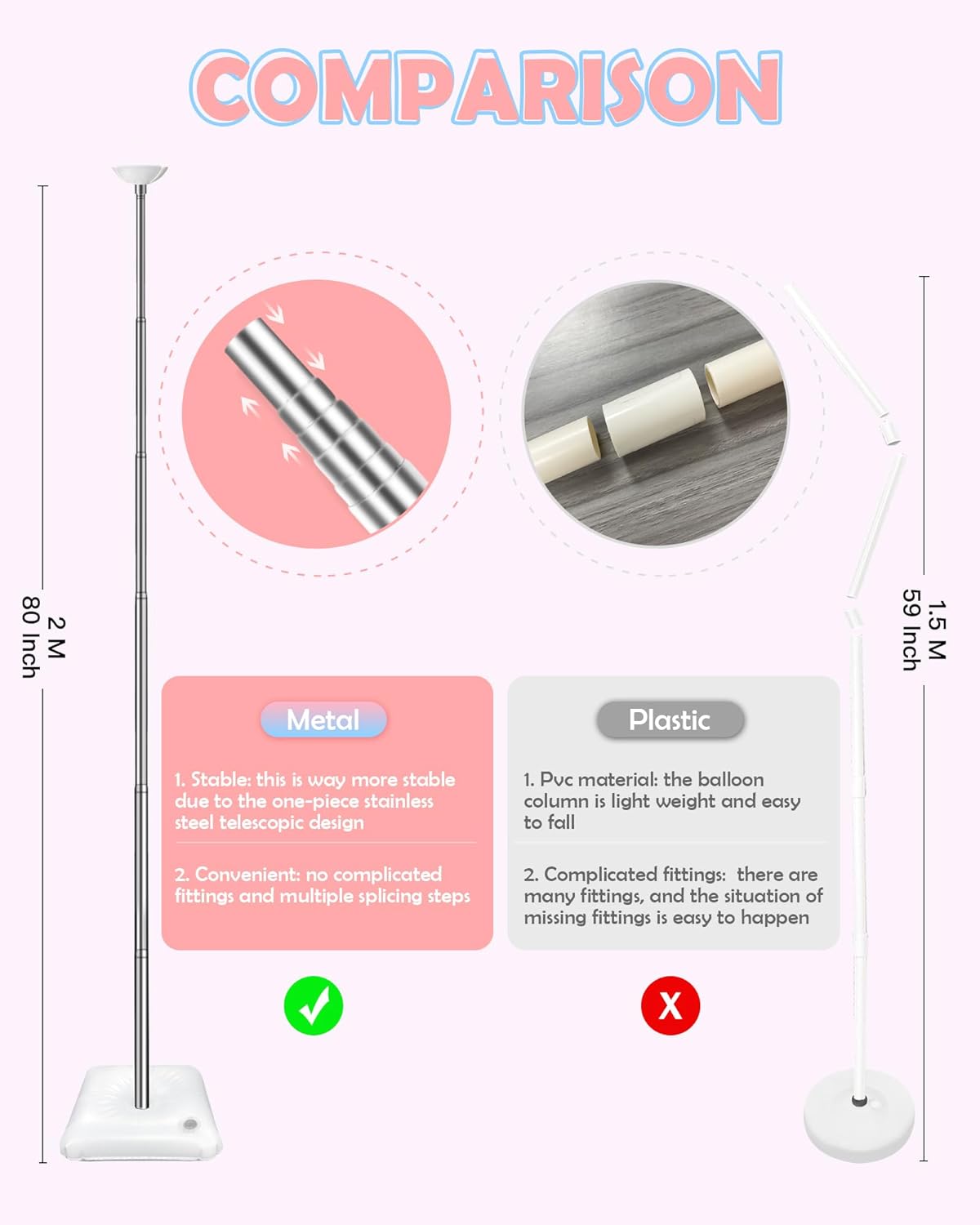 YALLOVE Balloon Column Stand Kit (Include Balloons)