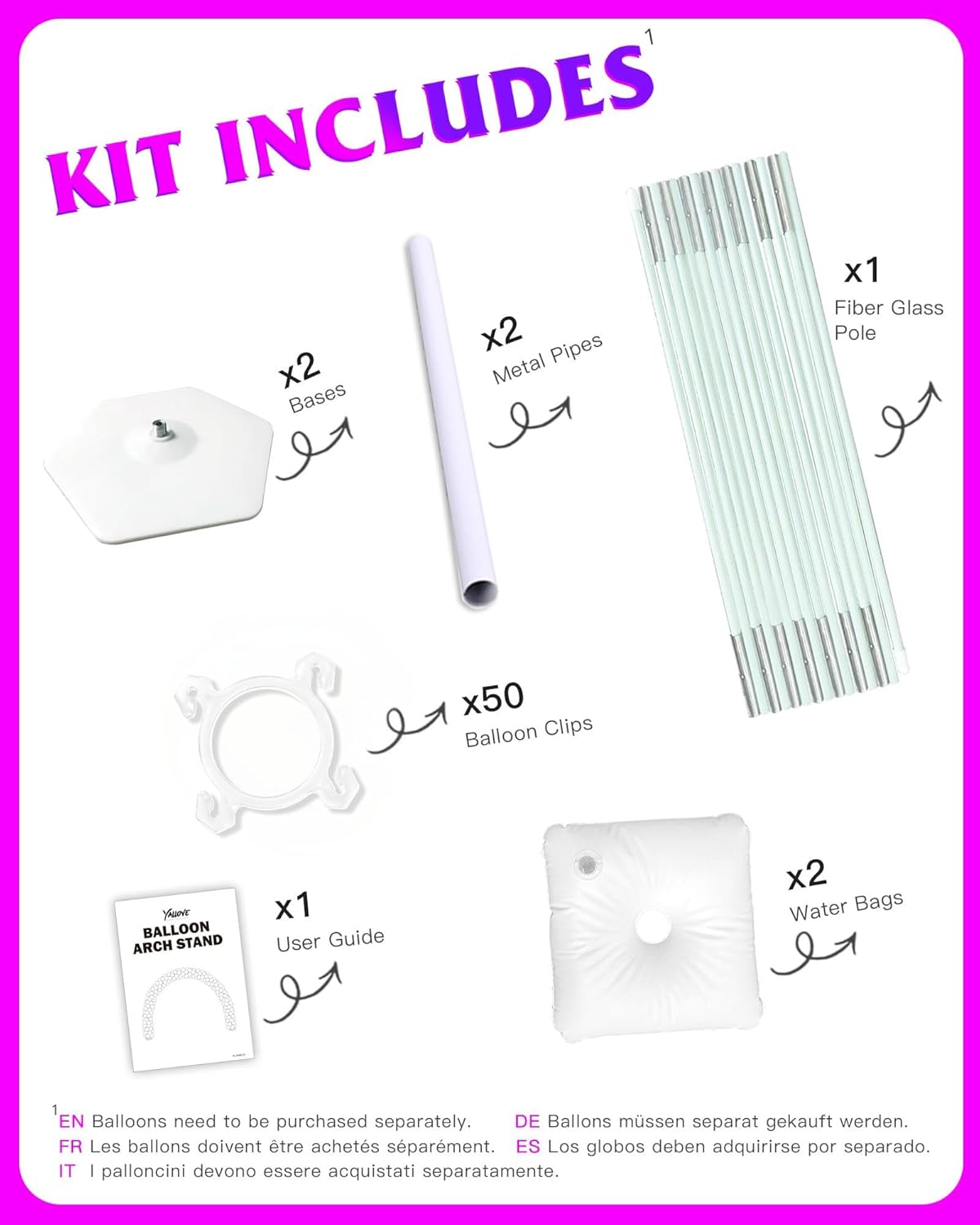 YALLOVE 21ft Balloon Arch Stand Kit