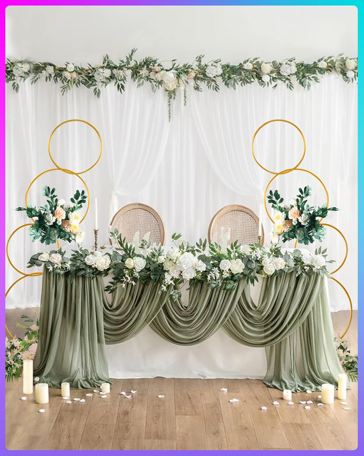 YALLOVE Detachable 4 Tier Wedding Round Hoop Backdrop Stand