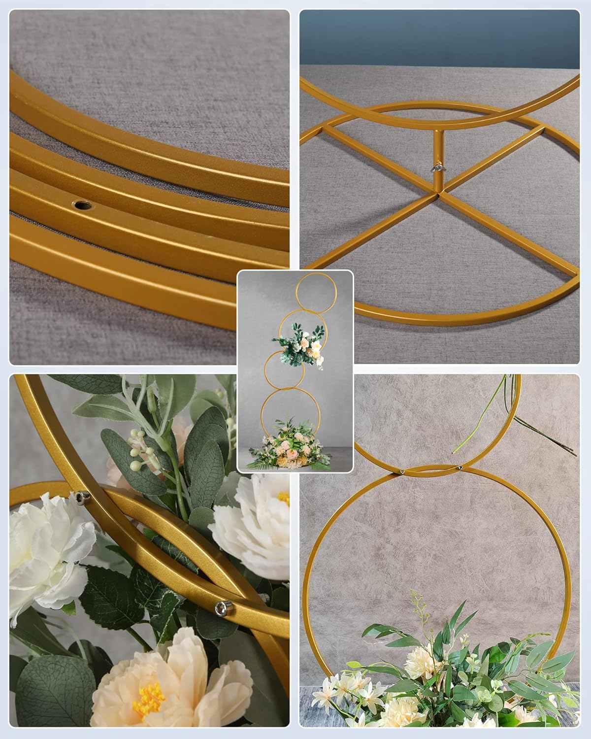 YALLOVE Detachable 4 Tier Wedding Round Hoop Backdrop Stand