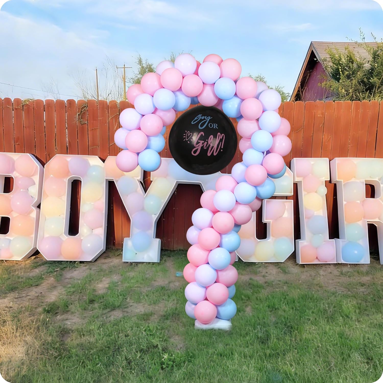 YALLOVE Metal Question Mark Balloon Stand for Baby Gender Reveal