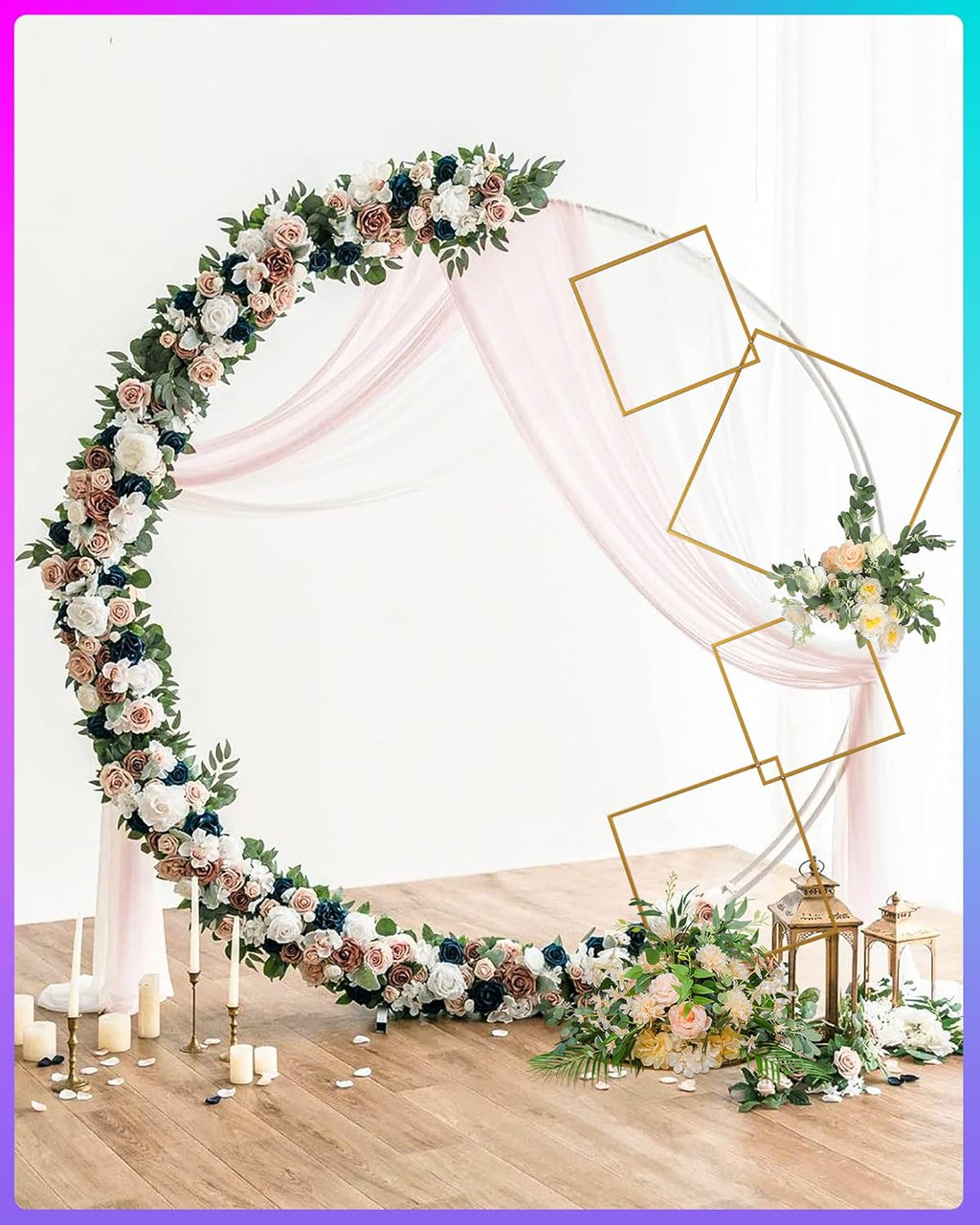 YALLOVE Detachable 4 Tier Wedding Square Backdrop Stand