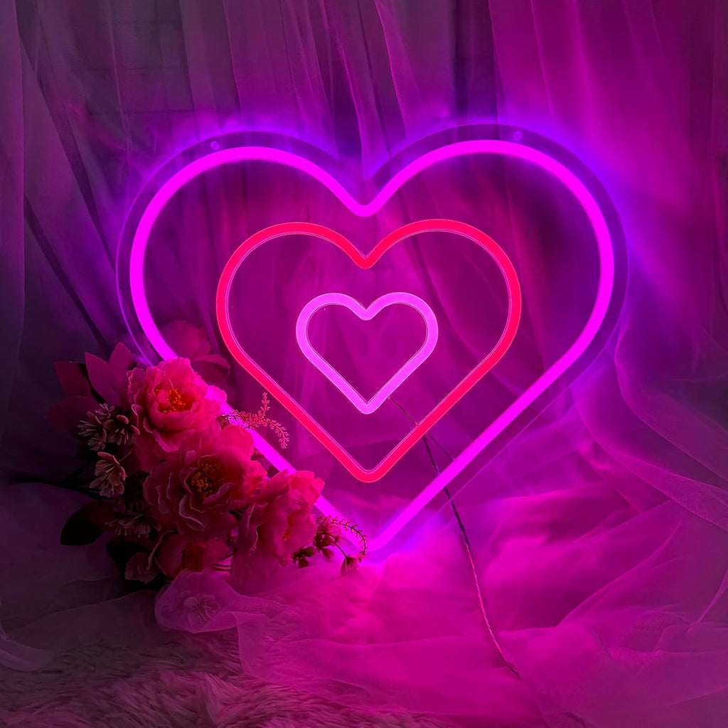 YALLOVE Pink Dancing Heart Neon Sign