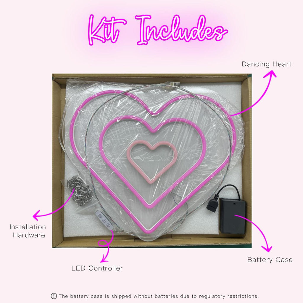 YALLOVE Pink Dancing Heart Neon Sign