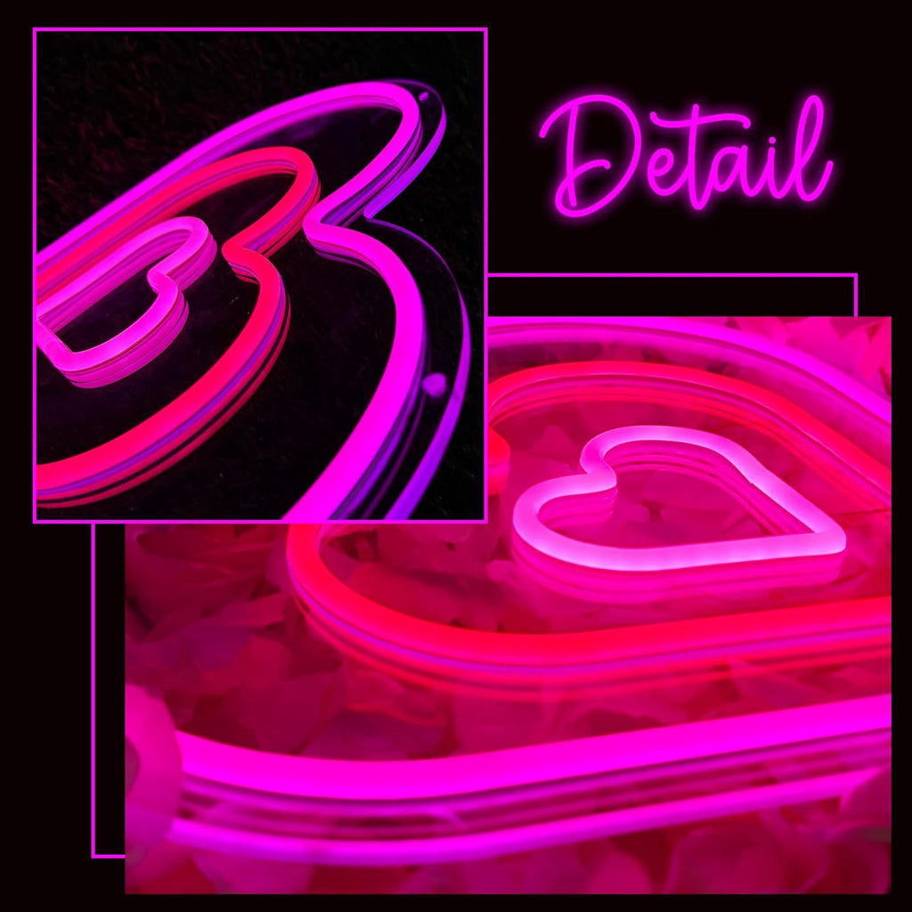 YALLOVE Pink Dancing Heart Neon Sign