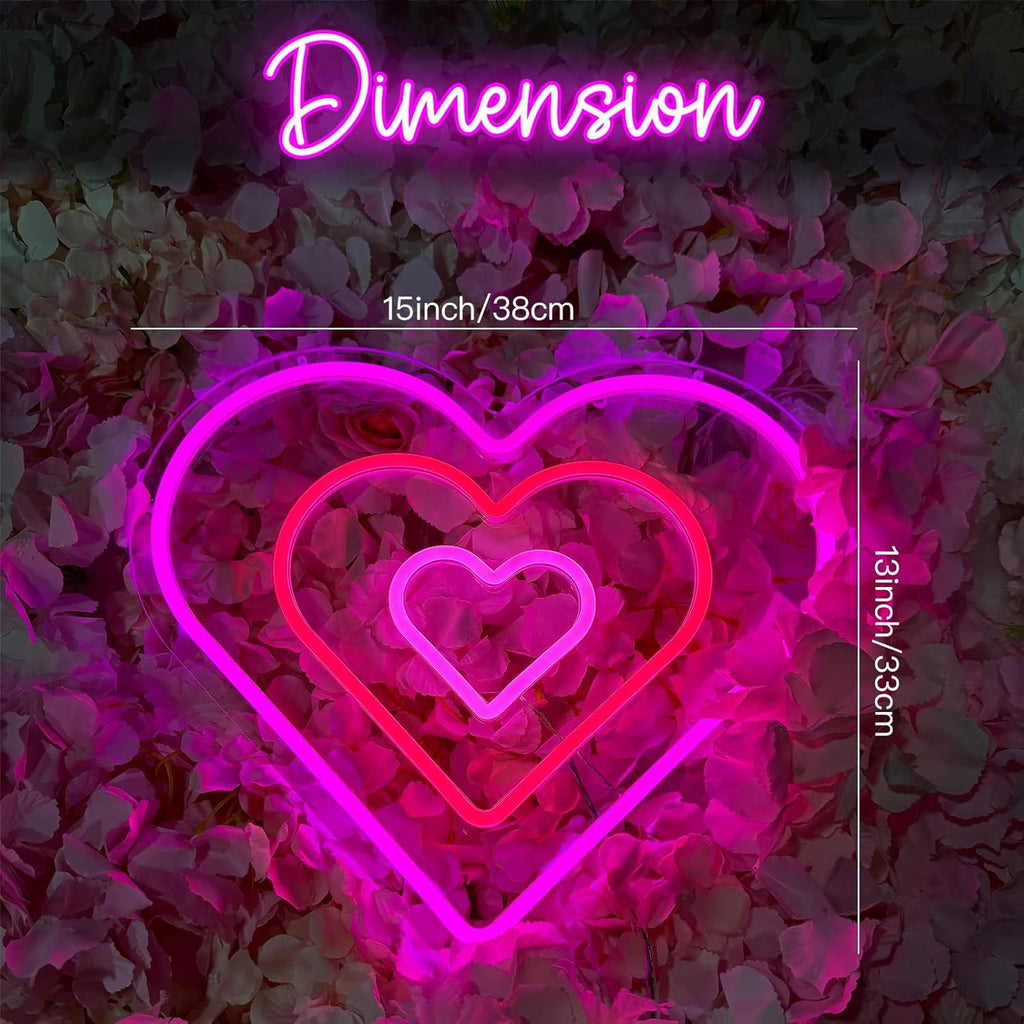 YALLOVE Pink Dancing Heart Neon Sign