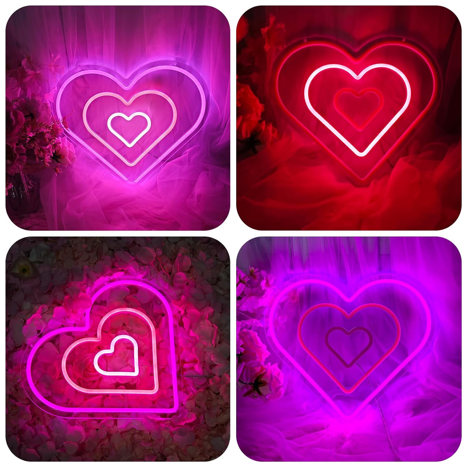 YALLOVE Pink Dancing Heart Neon Sign