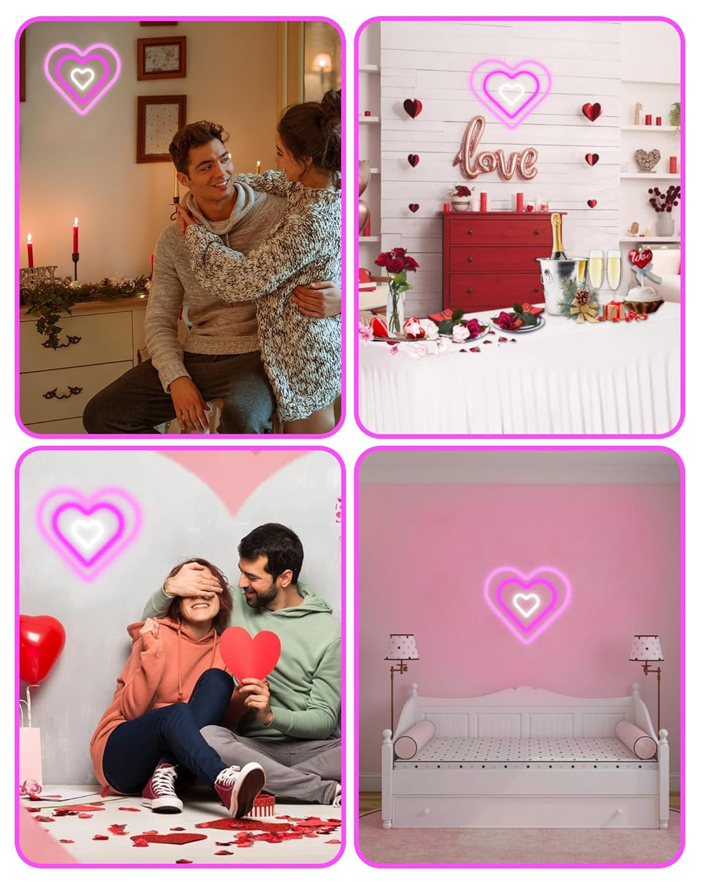 YALLOVE Pink Dancing Heart Neon Sign