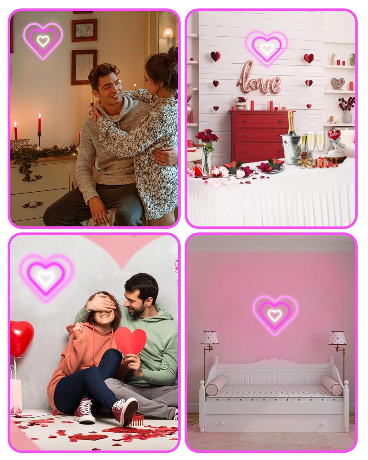 YALLOVE Pink Dancing Heart Neon Sign