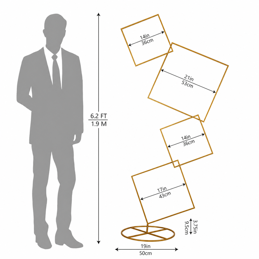 YALLOVE Detachable 4 Tier Wedding Square Backdrop Stand