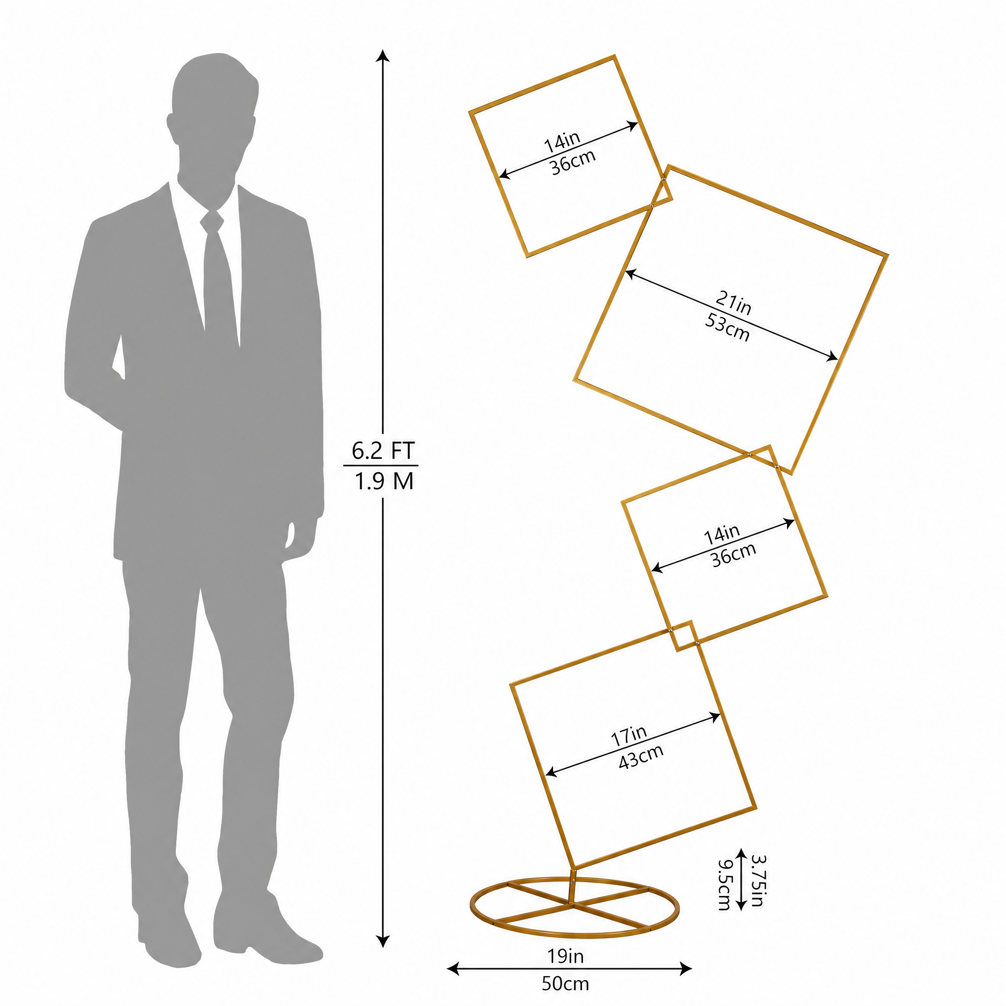YALLOVE Detachable 4 Tier Wedding Square Backdrop Stand