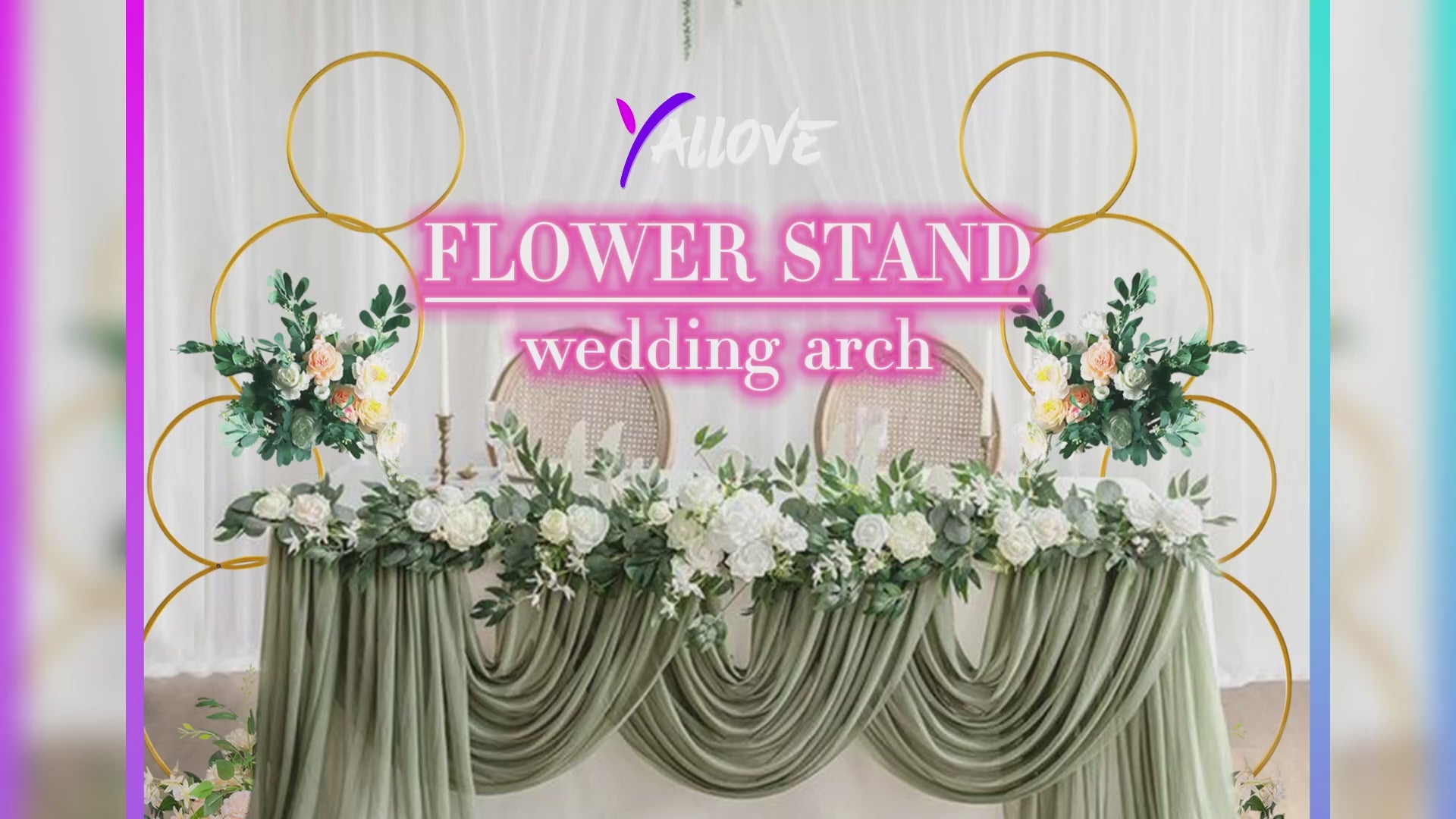 YALLOVE Detachable 4 Tier Wedding Round Hoop Backdrop Stand
