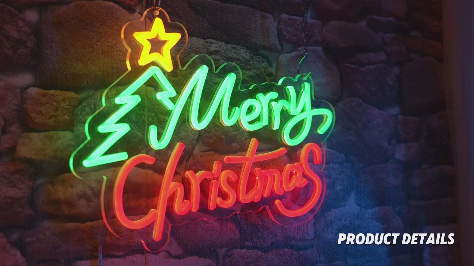 YALLOVE Merry Christmas Neon Sign