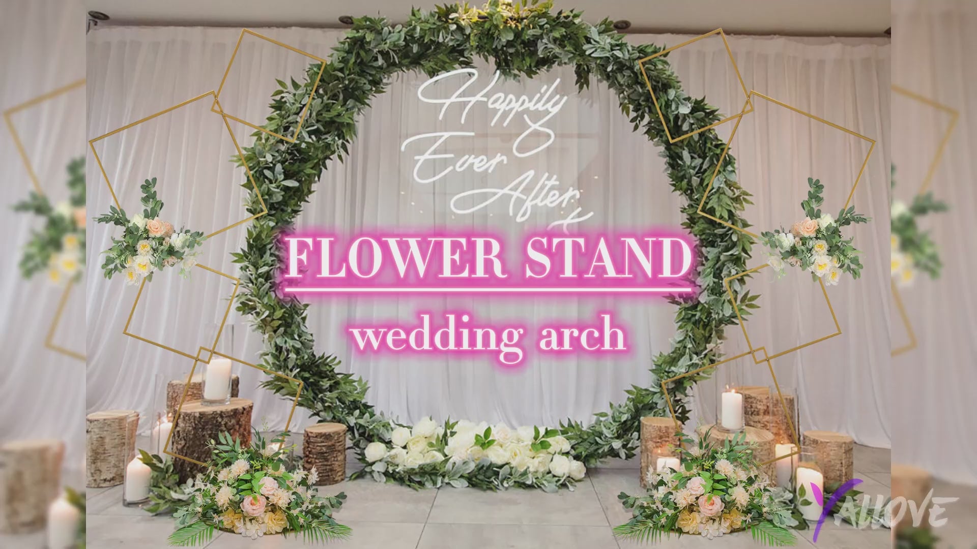 YALLOVE Detachable 4 Tier Wedding Square Backdrop Stand